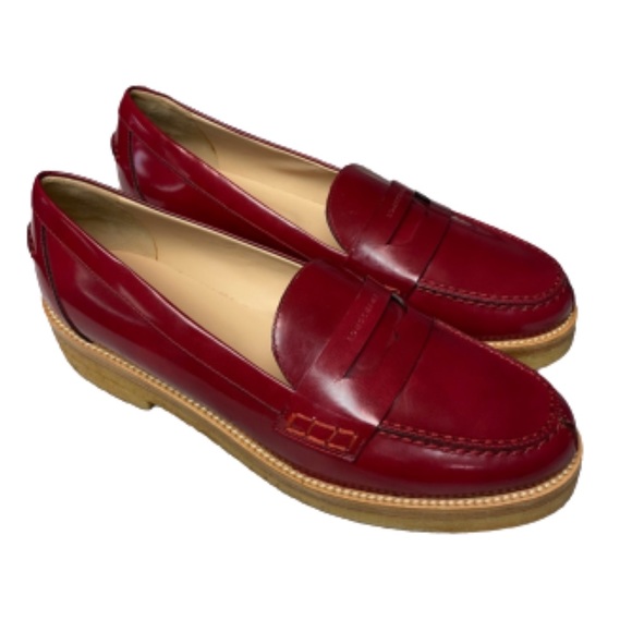 Longchamp Shoes - Longchamp | Roseau Box Penny Loafers in Ruby Red